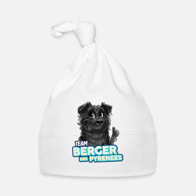 TEAM Berger des Pyrénées - Noir - Bonnet bio Bébé - blanc