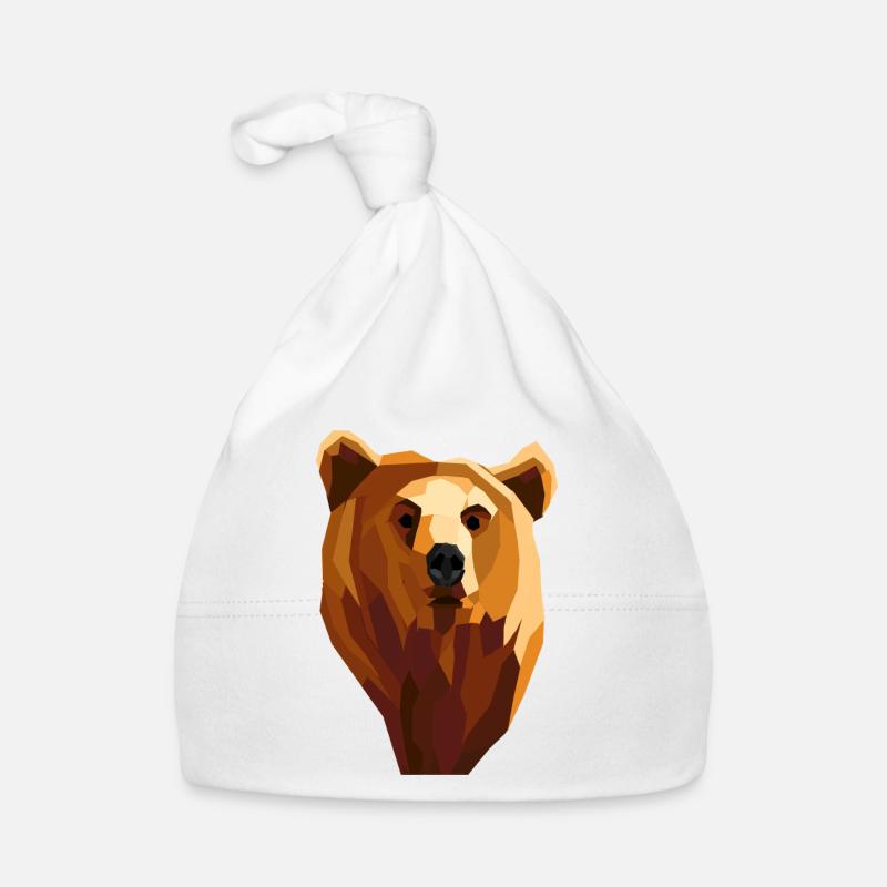 Ours géométrique low poly Bonnet bio Bébé