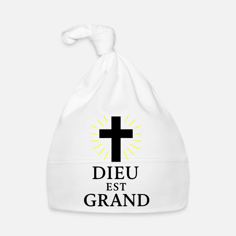 DIEU EST GRAND - Bonnet bio Bébé - blanc