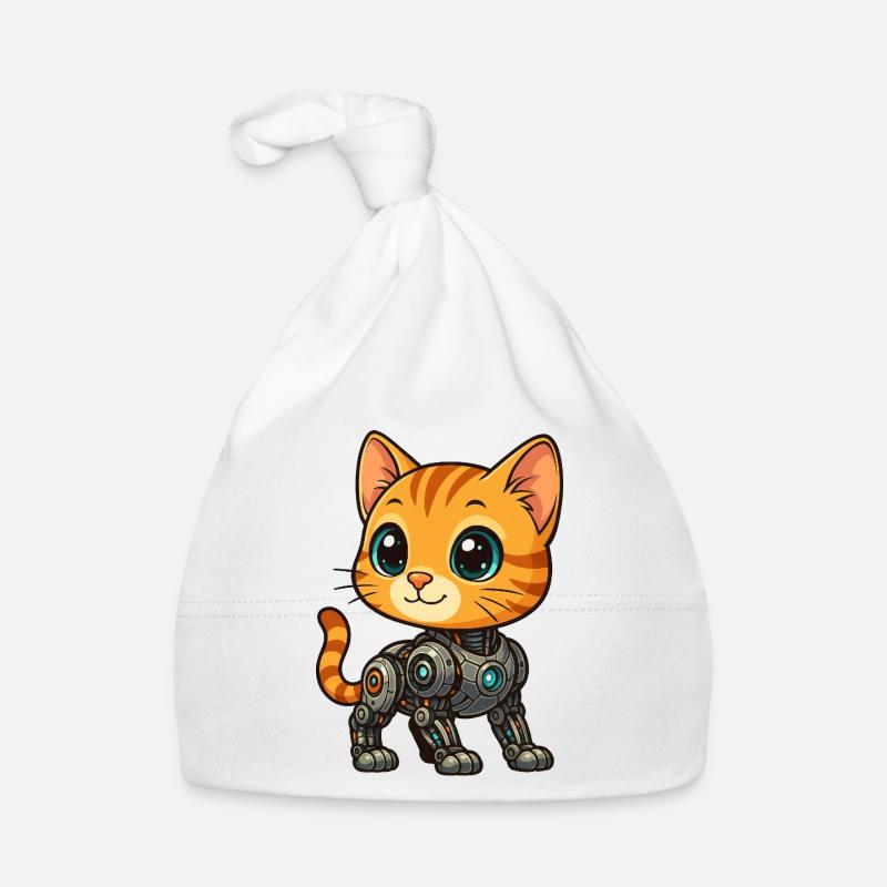 chaton mignon cyborg robot dessin animé Bonnet bio Bébé