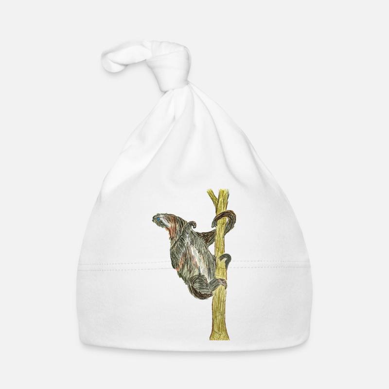 Oeuvre de singe sur arbre - Bonnet bio Bébé - blanc