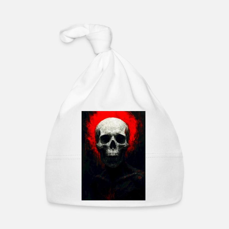 Skull in Red Ember Organic Baby Cap