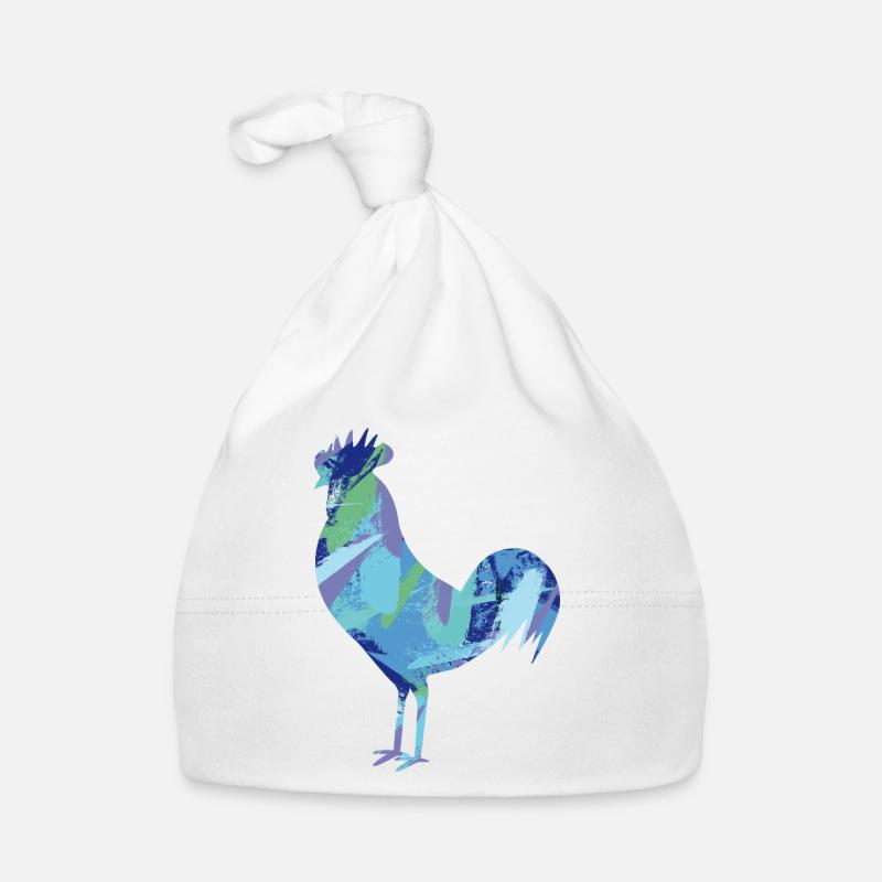 Coq aquarelle abstrait Bonnet bio Bébé