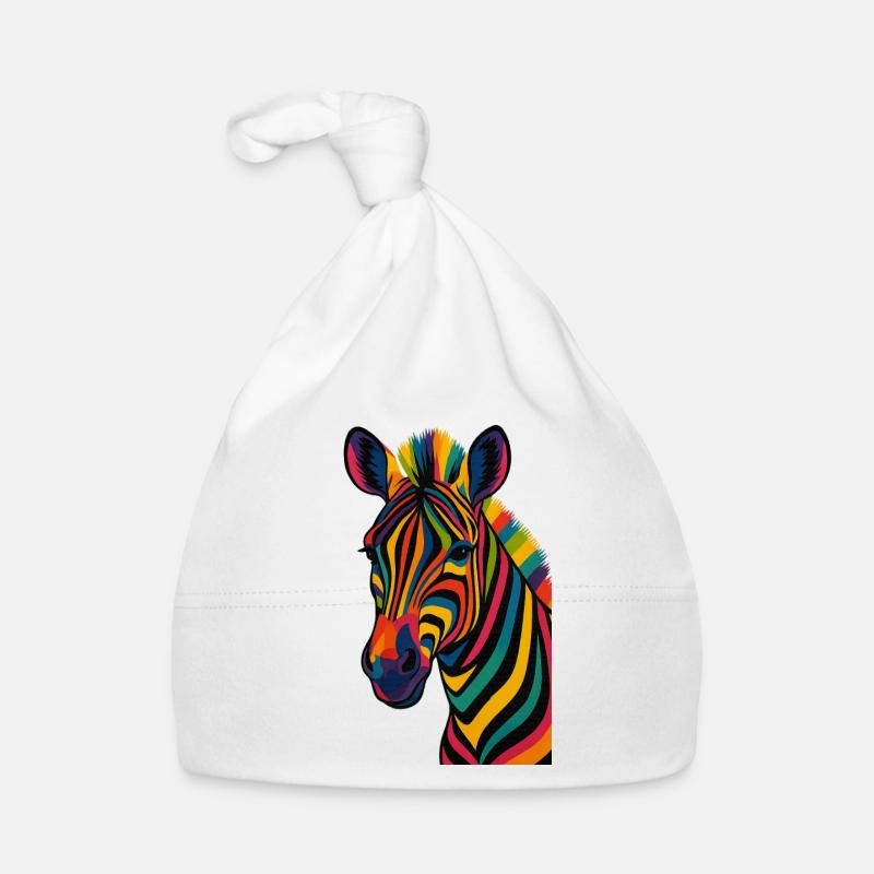 Colorful Striped Zebra Artwork Organic Baby Cap
