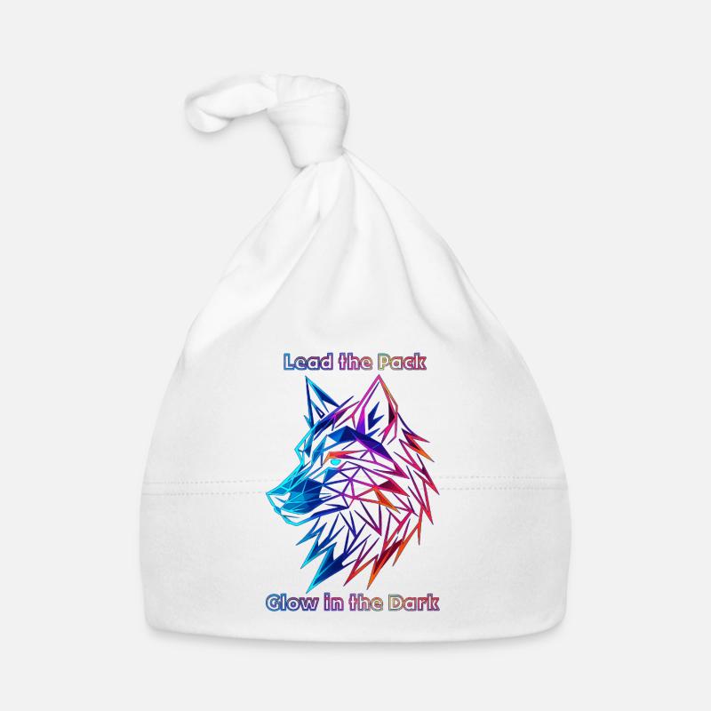 Neon Geometric Wolf Illustration Organic Baby Cap