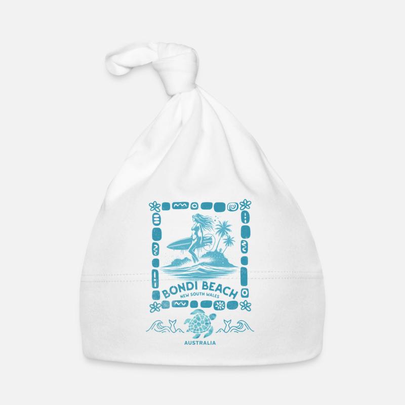 Bondi Beach Turquoise Palm Island Organic Baby Cap