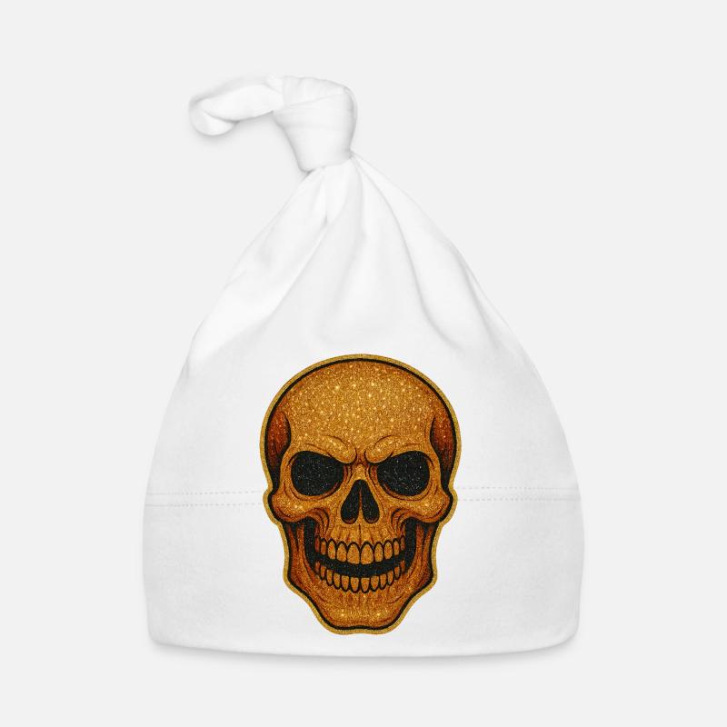 Glittering Gold Skull Skull Design Organic Baby Cap