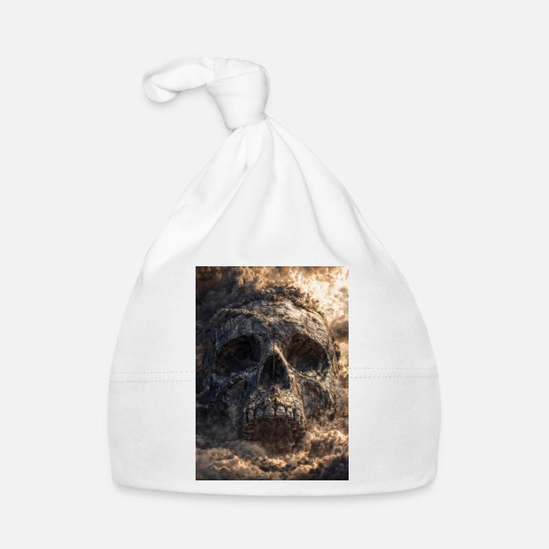 Skull in Storm Clouds Organic Baby Cap