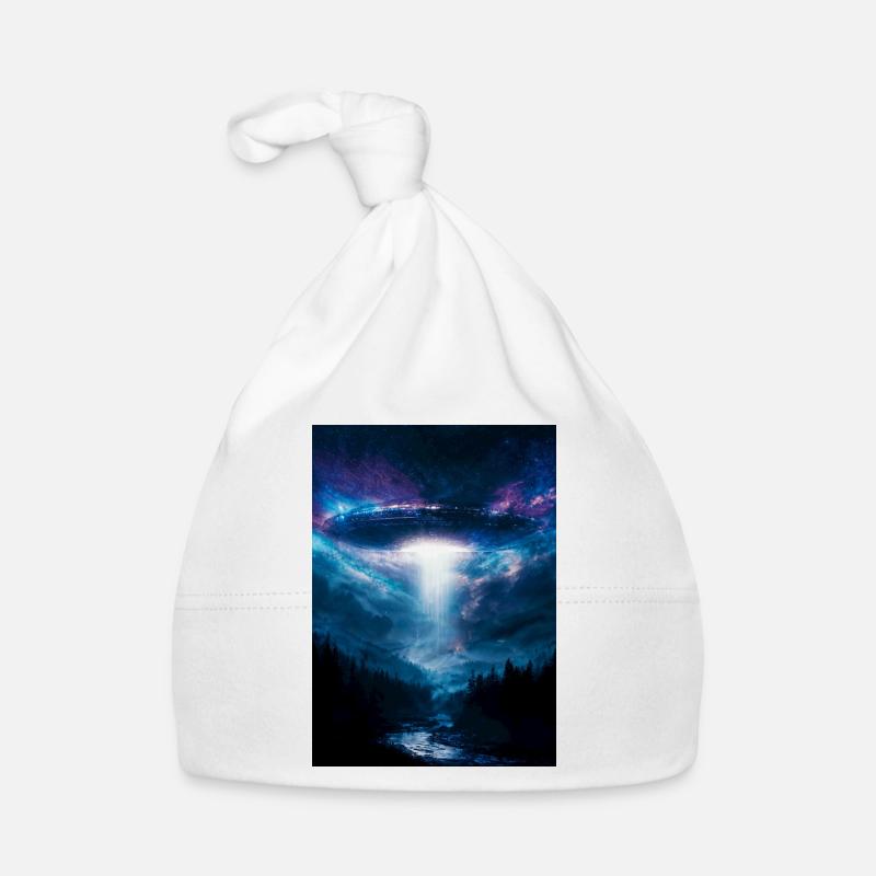 UFO-Strahl über Mitternachtswald Baby Bio-Mütze
