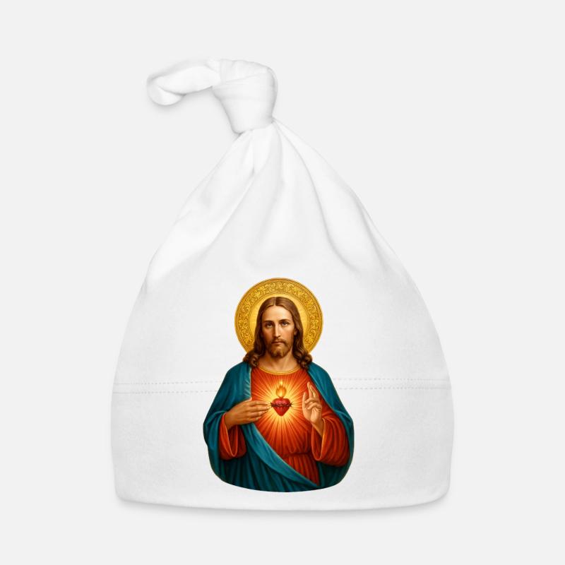Herz Jesu Ikonischer Print Baby Bio-Mütze