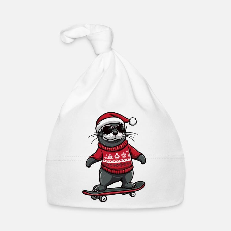 Robbe Tier Weihnachten Lustig Baby Bio-Mütze