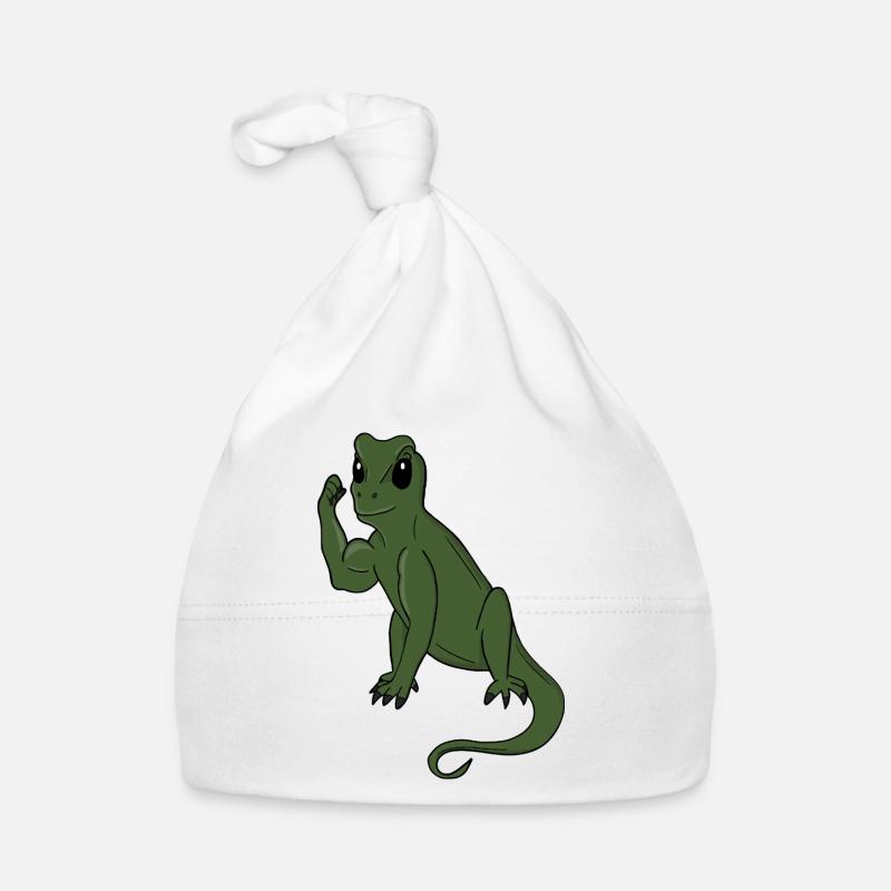 Green Lizard Flex - Organic Baby Cap - white