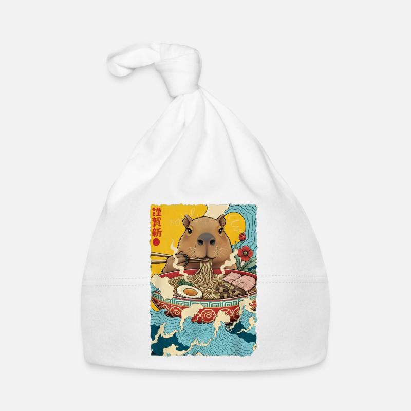Capybara isst Ramen Nudeln Baby Bio-Mütze