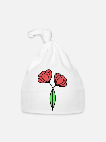 Poppy Poppies Minimalist Line Art 6 - Organic Baby Cap - white - Front