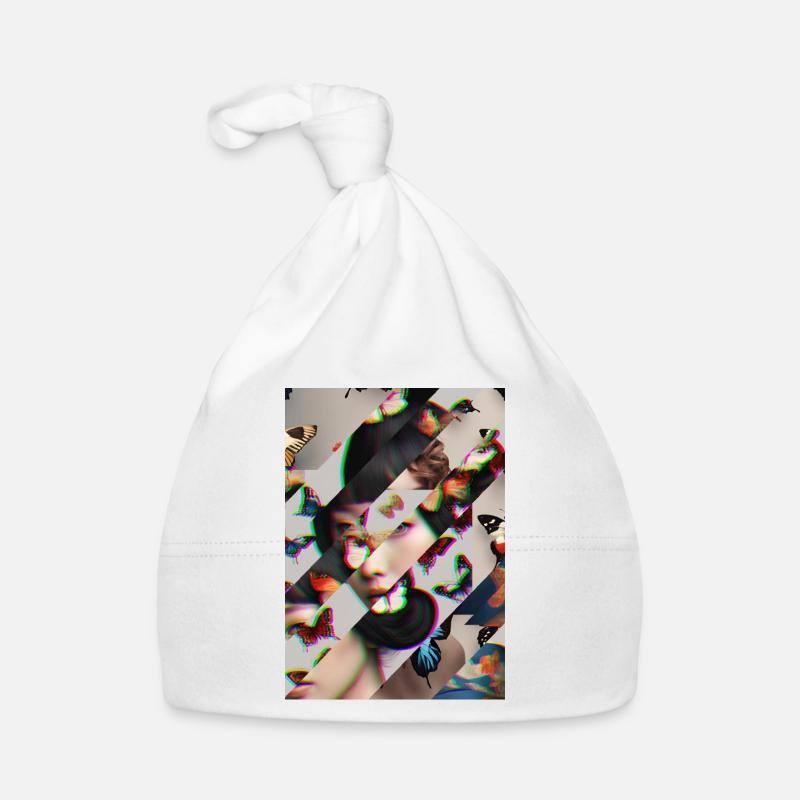 Portrait de papillon Glitch Bonnet bio Bébé
