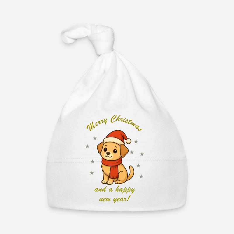 Weihnachtshund mit Schal Baby Bio-Mütze