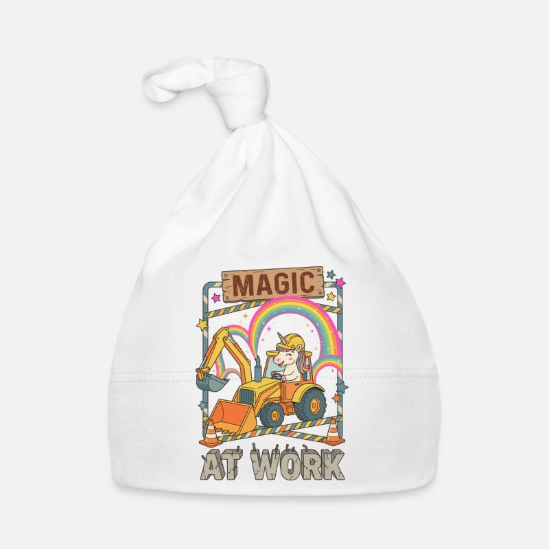 Magic At Work Unicorn Excavator Organic Baby Cap