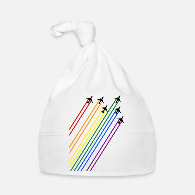 Black planes with rainbow trails - Organic Baby Cap - white
