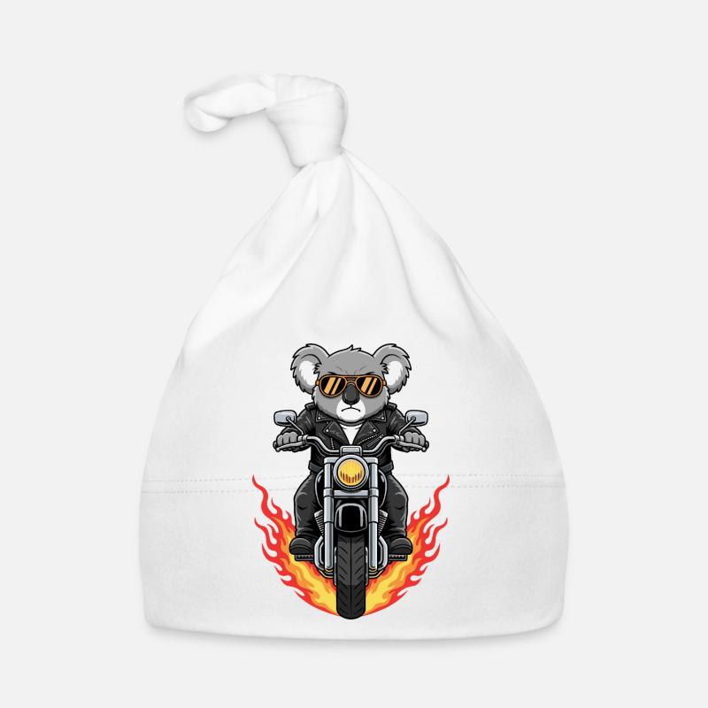Cool Biker Koala Motorcycle Flames Organic Baby Cap