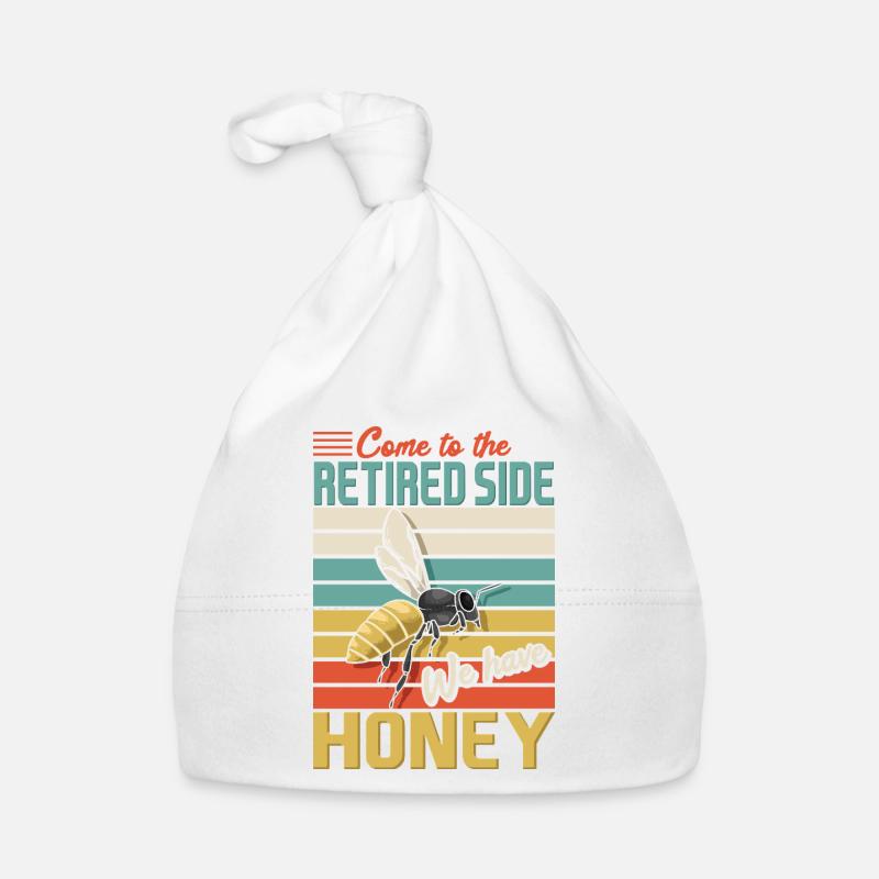 Retired Side Honey Funny Bee Retro Sunset Design Organic Baby Cap
