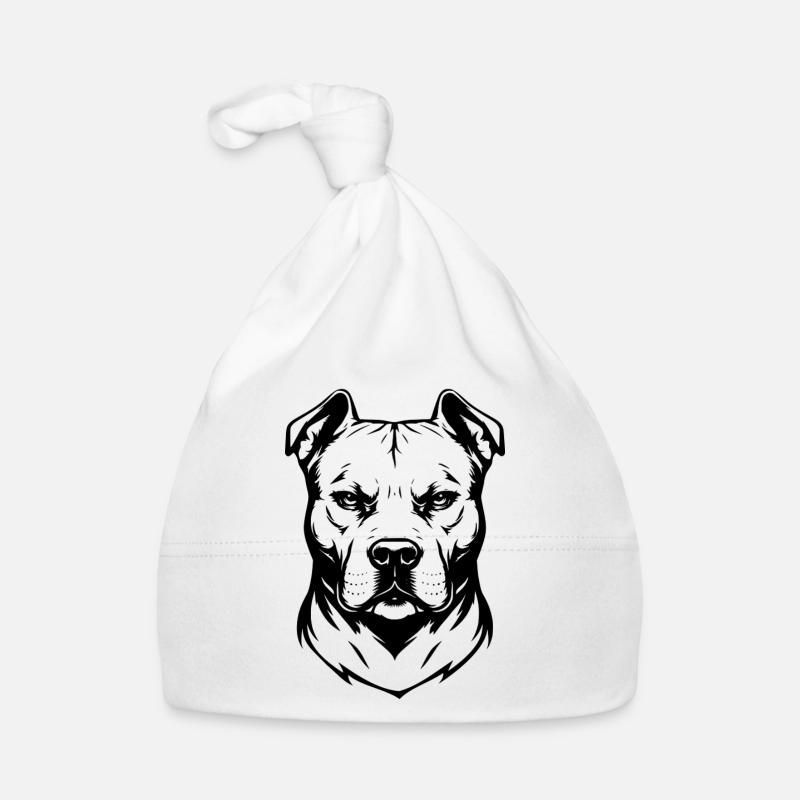 Pitbull Head Design Black Bonnet bio Bébé
