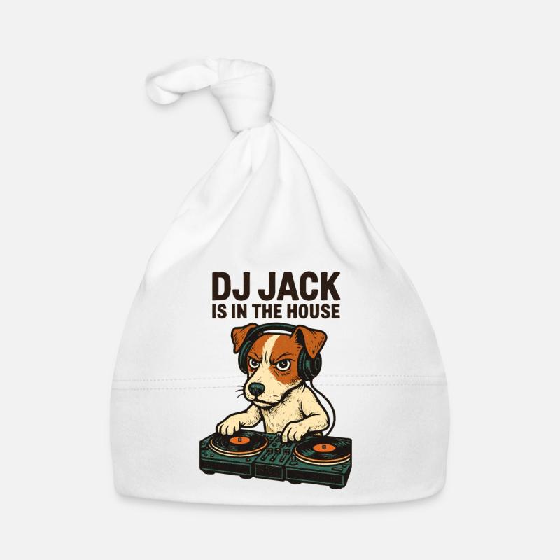 Jack Russell Terrier DJ Platines Cadeau Techno Bonnet bio Bébé
