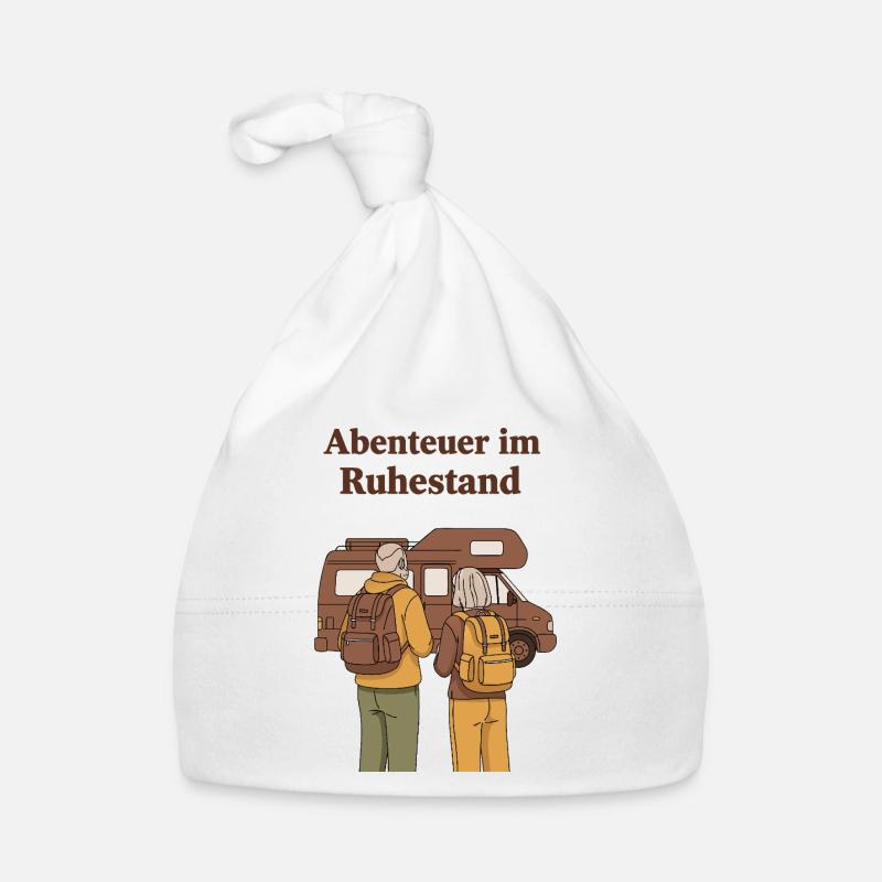 Abenteuer im Ruhestand Caravanreise - Baby Bio-Mütze - Weiß