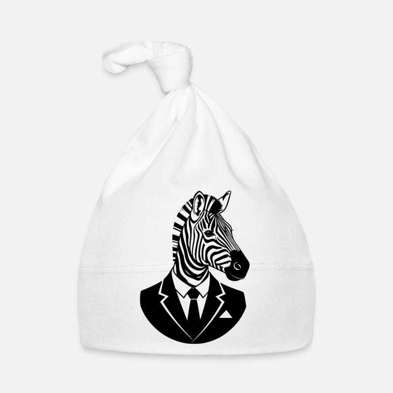 Zebra im Anzug – Elegantes Tier Business Design Baby Bio-Mütze