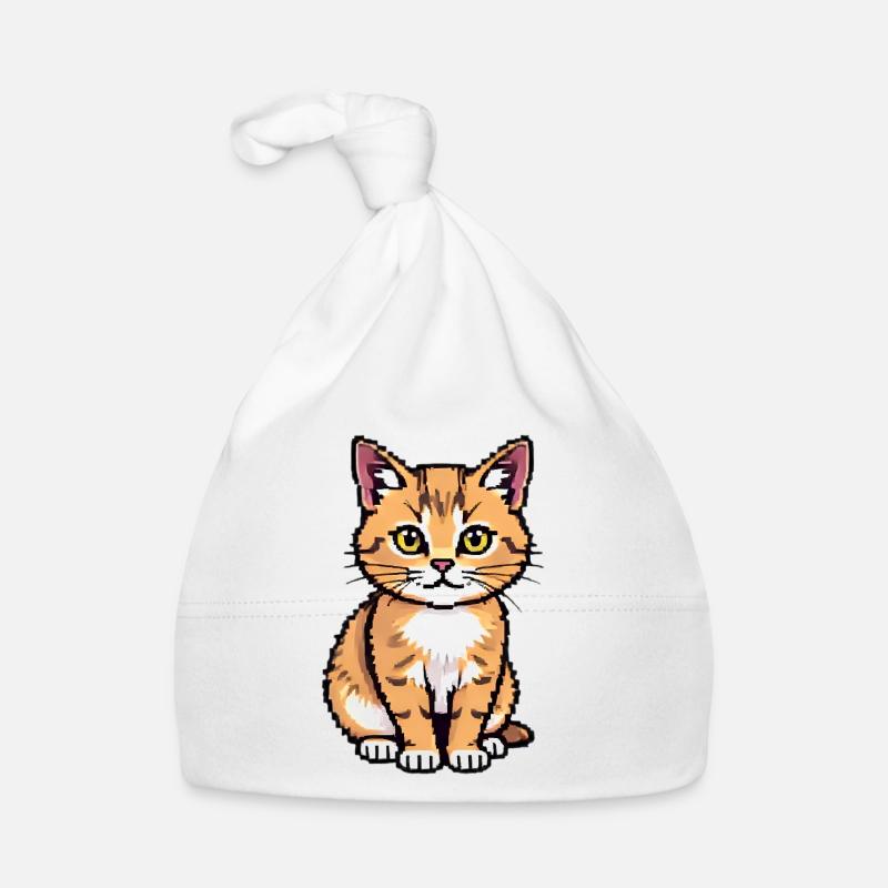 Cat Pixel Art Organic Baby Cap