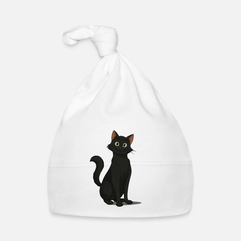 Mischievous Black Cat Illustration Organic Baby Cap