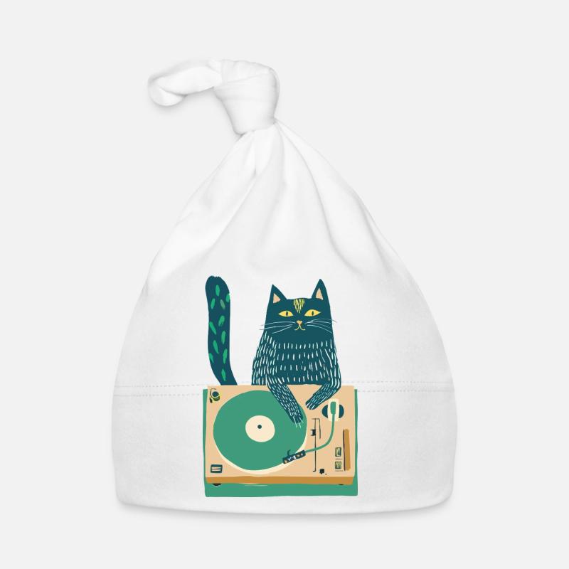 DJ chat sur platine Bonnet bio Bébé