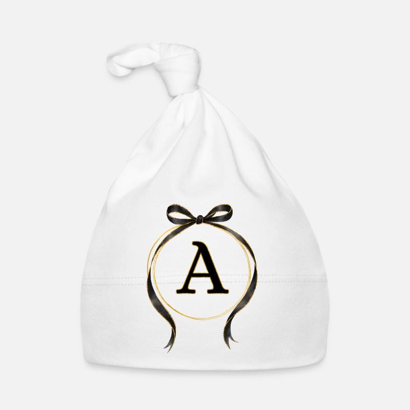 A - Kreis Schleife Schwarz Gold Baby Bio-Mütze