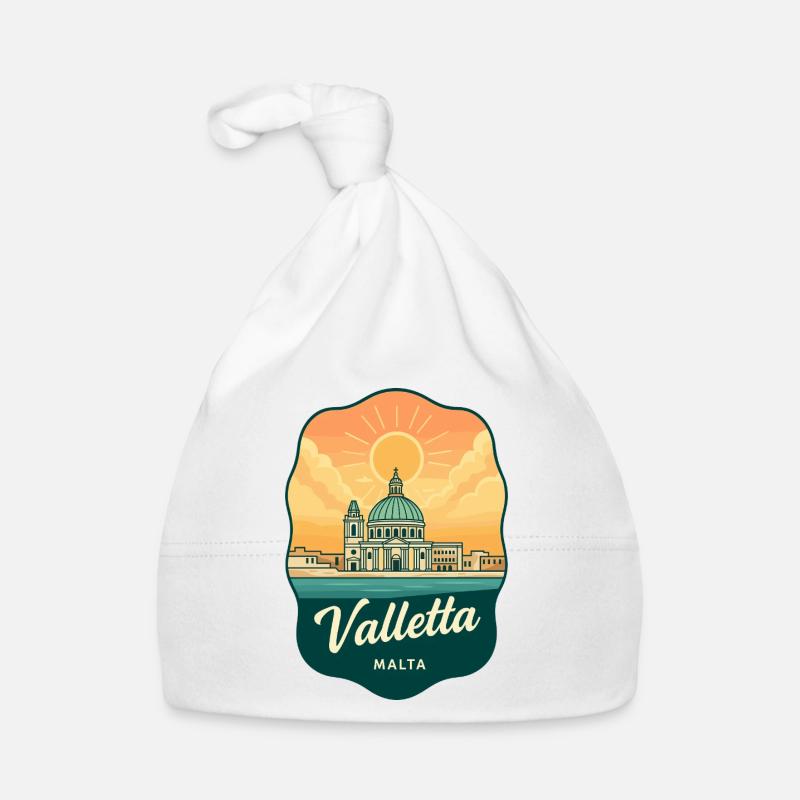 Valletta Malta Retro Sunset Reiseabzeichen Baby Bio-Mütze