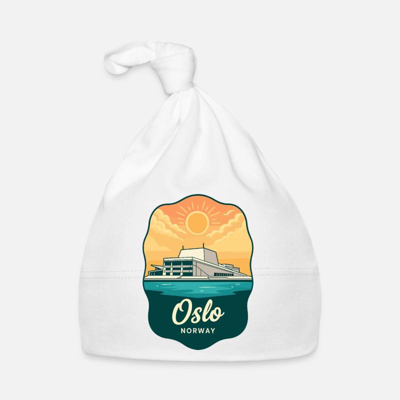 Insigne rétro du coucher de soleil de l’Opéra d’Oslo Bonnet bio Bébé