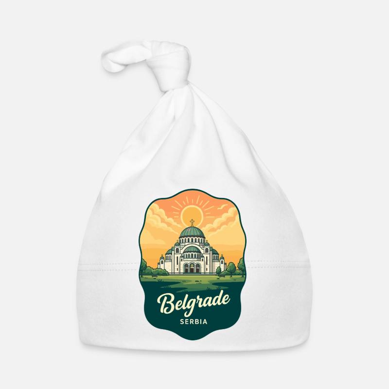 Belgrader Saint Sava Retro Sonnenuntergangs-Reiseabzeichen Baby Bio-Mütze