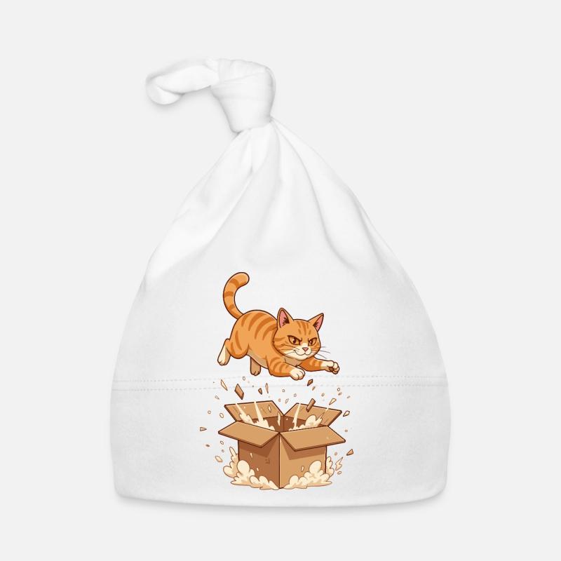 Cat Storm on Cardboard Box Cartoon Organic Baby Cap