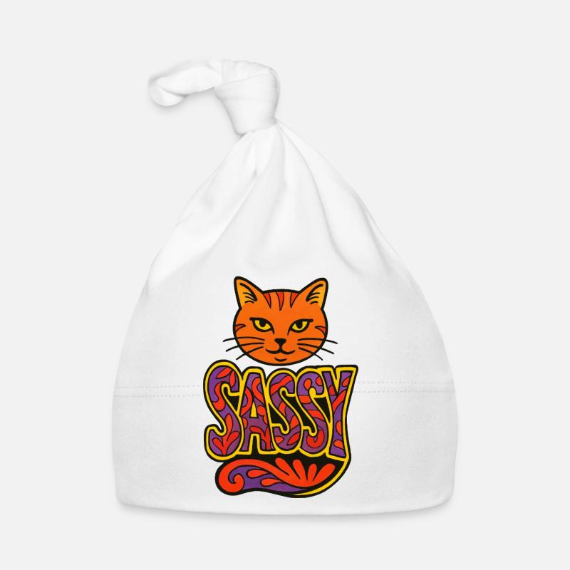 Sassy Cat Psychedelic Script Organic Baby Cap