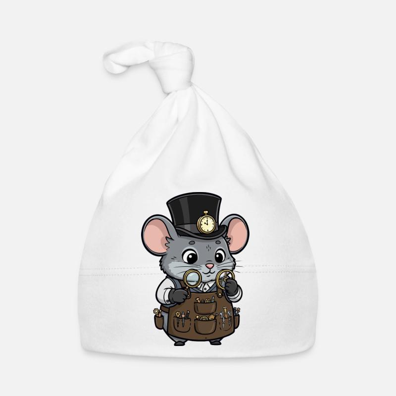 Mouse Watchmaker Steampunk Top Hat Watch Organic Baby Cap