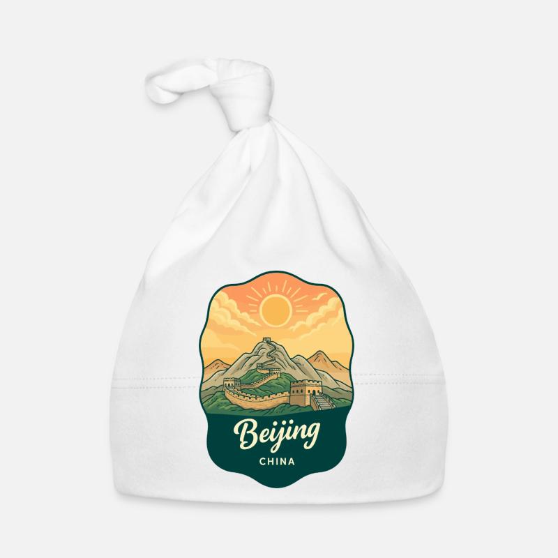 Pekinger Große Mauer Retro-Sonnenuntergangs-Reiseabzeichen Baby Bio-Mütze