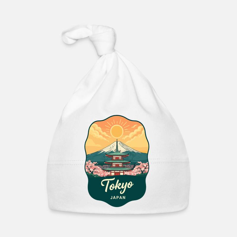 Tokyo Mount Fuji Vintage Sunset Reiseabzeichen Baby Bio-Mütze