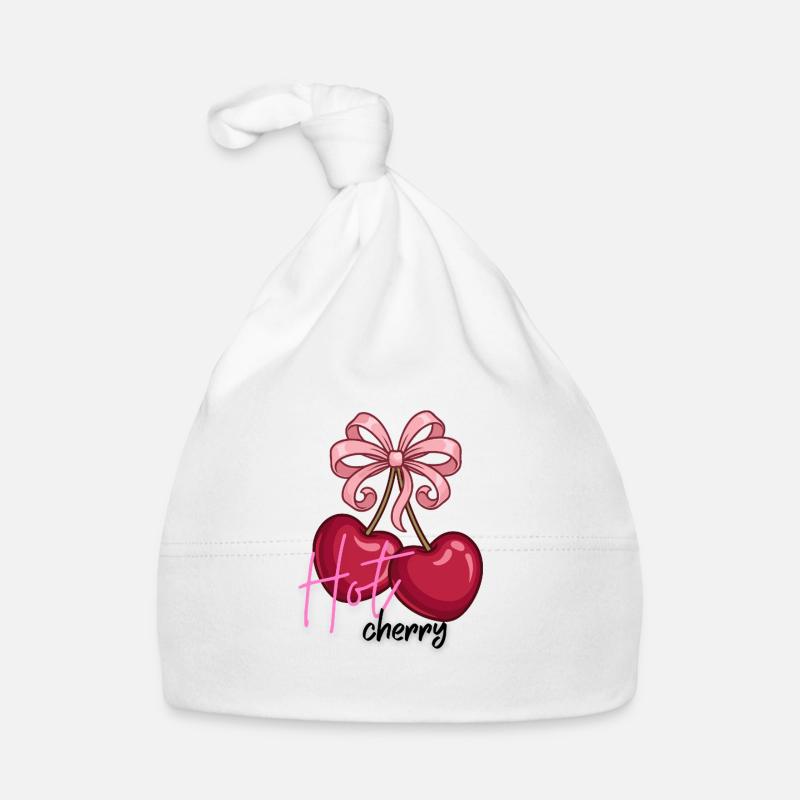 Cherry hearts with bow Organic Baby Cap