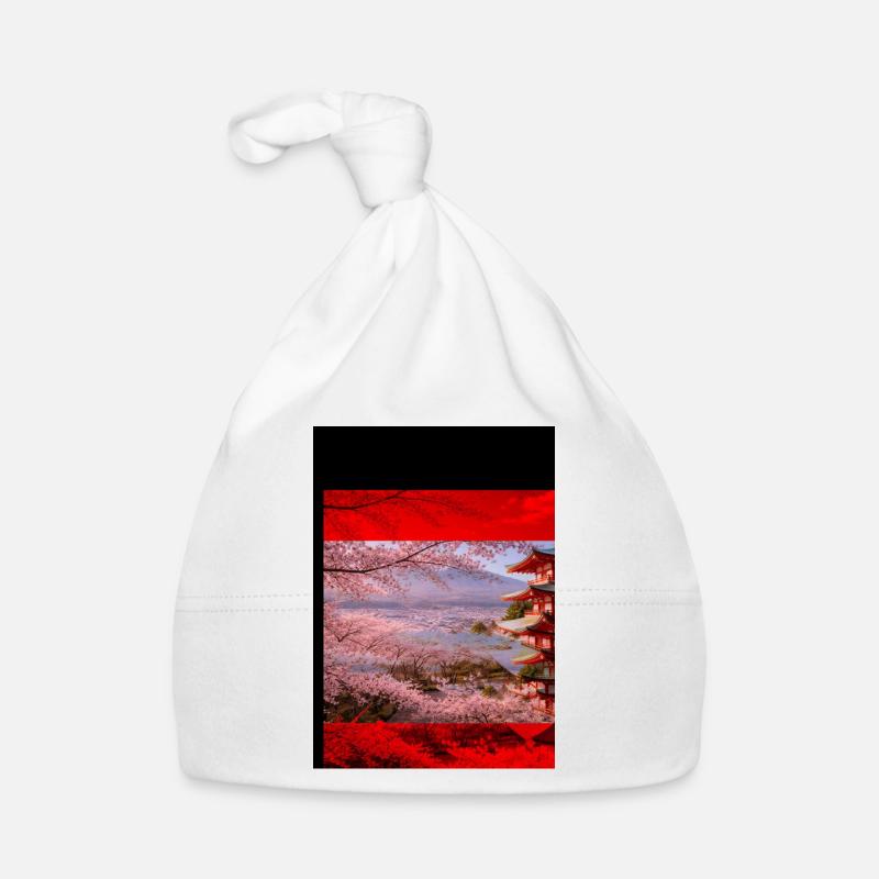 Kirschblütenpagode Szene Baby Bio-Mütze