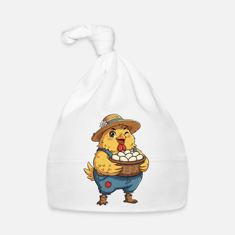 Chick in egg basket on farm Organic Baby Cap