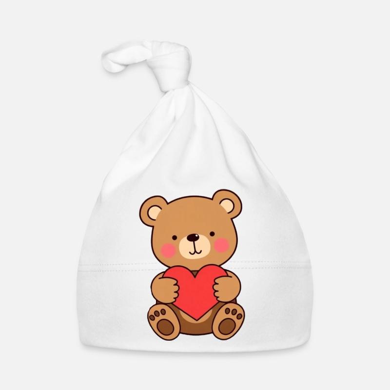 Bär mit rotem Herz Geschenk Mutter Muttertag Baby Bio-Mütze