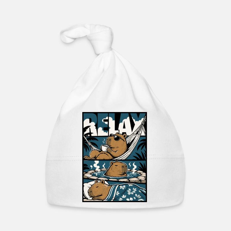 Relax Capybara Wellness Motiv Baby Bio-Mütze