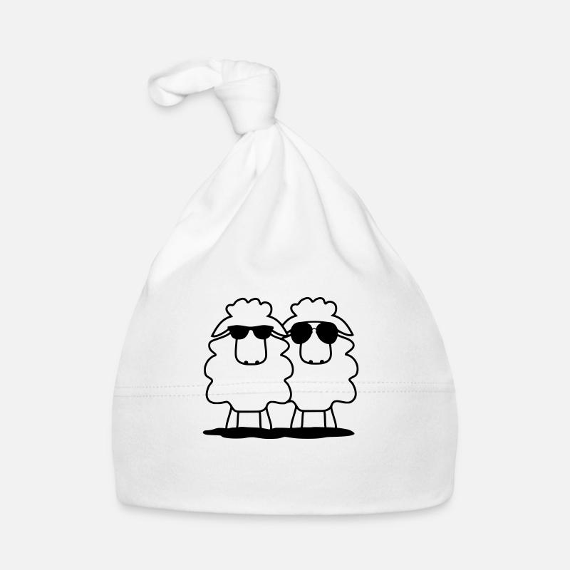 Schaf Duo - Baby Bio-Mütze - Weiß