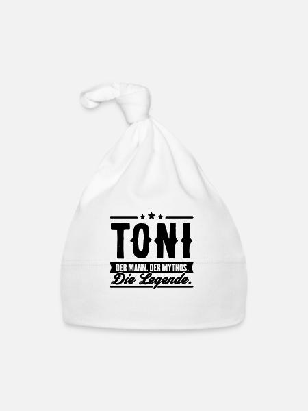 Mann Mythos Legende Toni - Baby Bio-Mütze - Weiß - Vorne