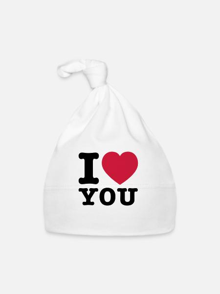 I Love You 2 - Baby Bio-Mütze - Weiß - Vorne