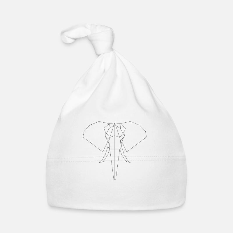 Elephant line - Organic Baby Cap - white