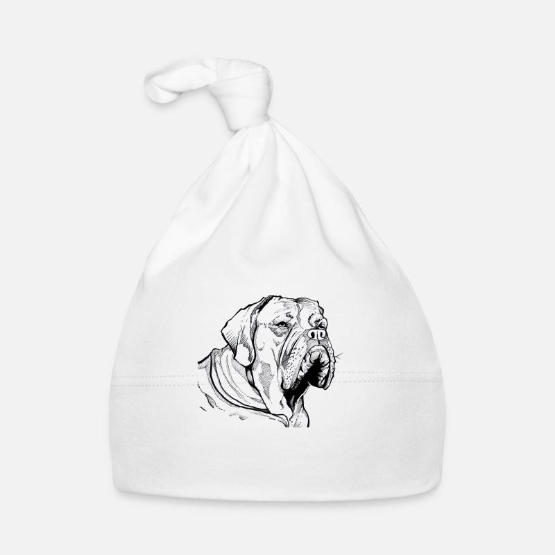 BULDOG Portrait animalier - Bonnet bio Bébé - blanc